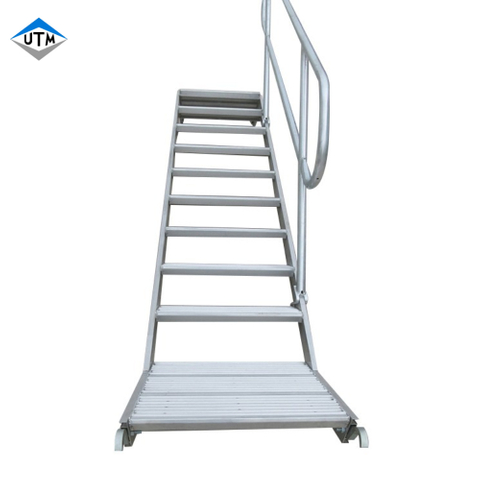 Aluminium ringlock steigertrapladder met veiligheidstrapleuning